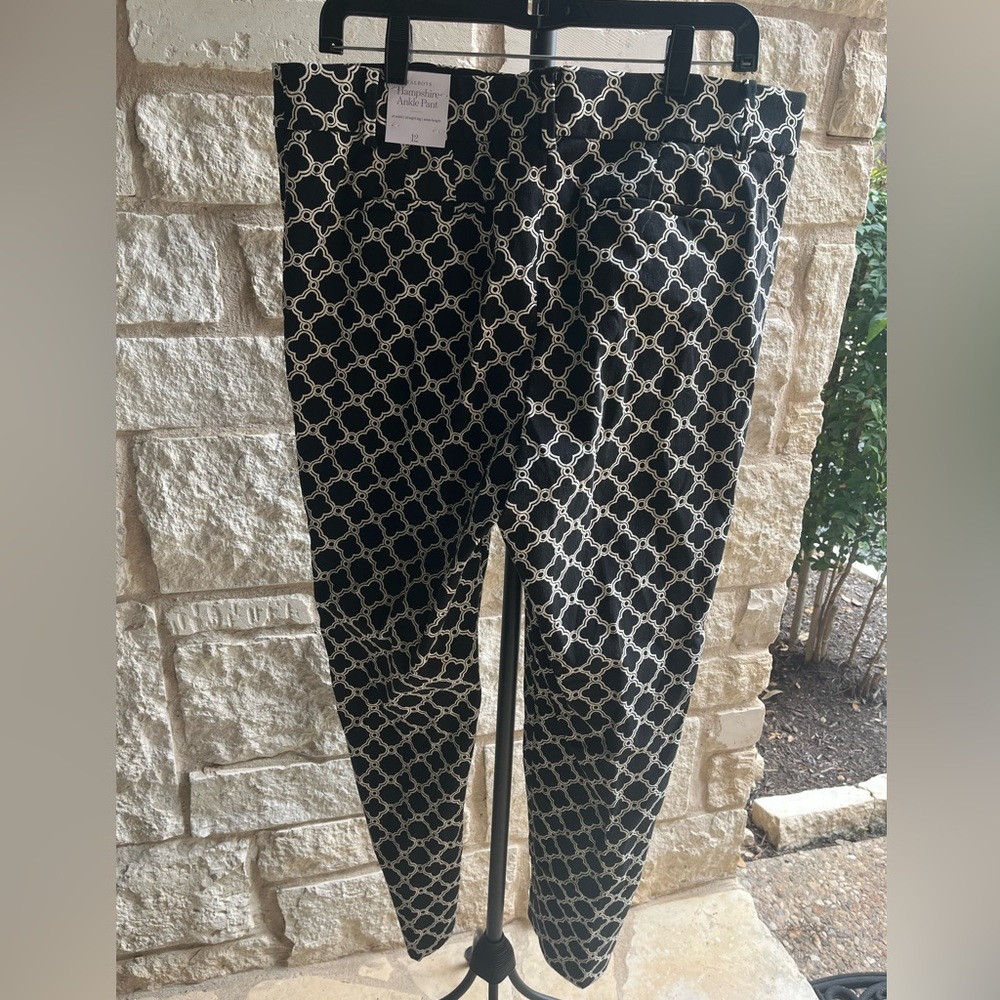Talbots Black and Cream Patterned Ankle Pants